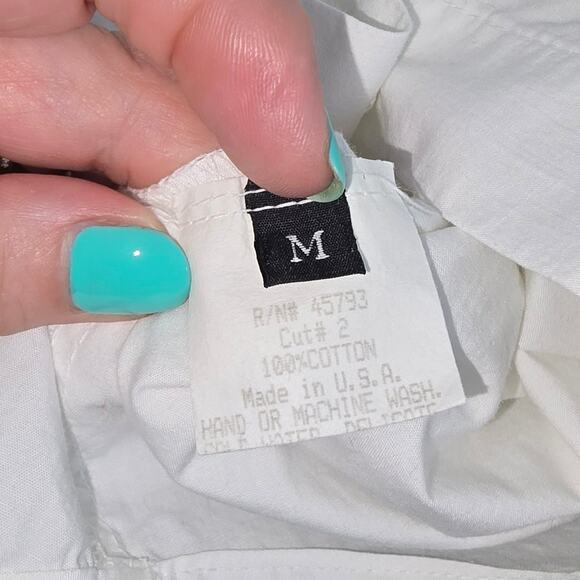 Vintage 80's 90's Peddlers Poet White Shirt Button Front Crochet Lace Detail M - Picture 4 of 12